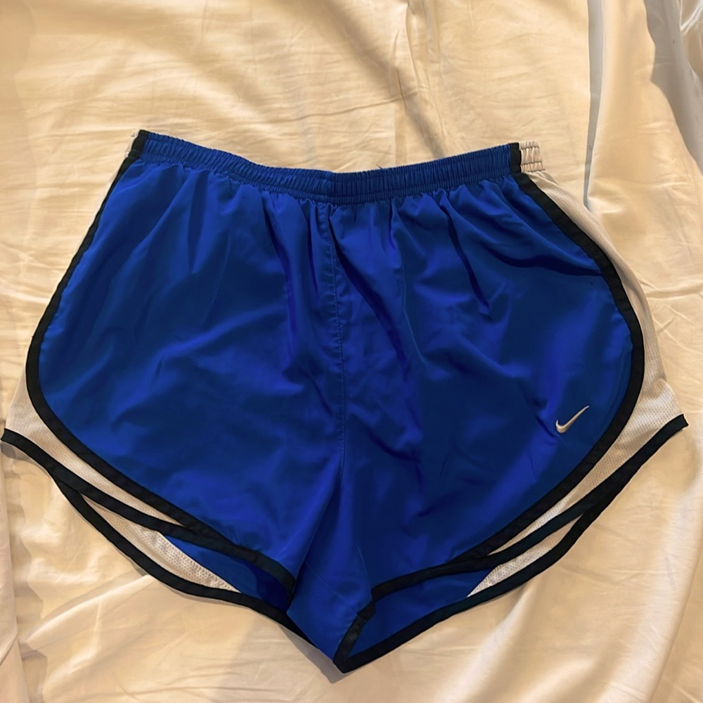 EUC large Nike tempo blue/white/black shorts